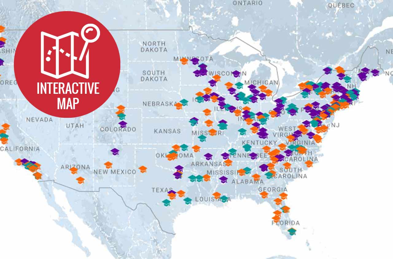 Interactive Map Of Us Colleges And Universities Map Vector